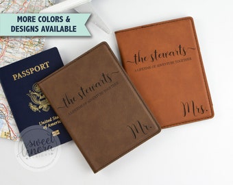 Personalized Couple Passport Cover | Engraved Leather Travel Wallet