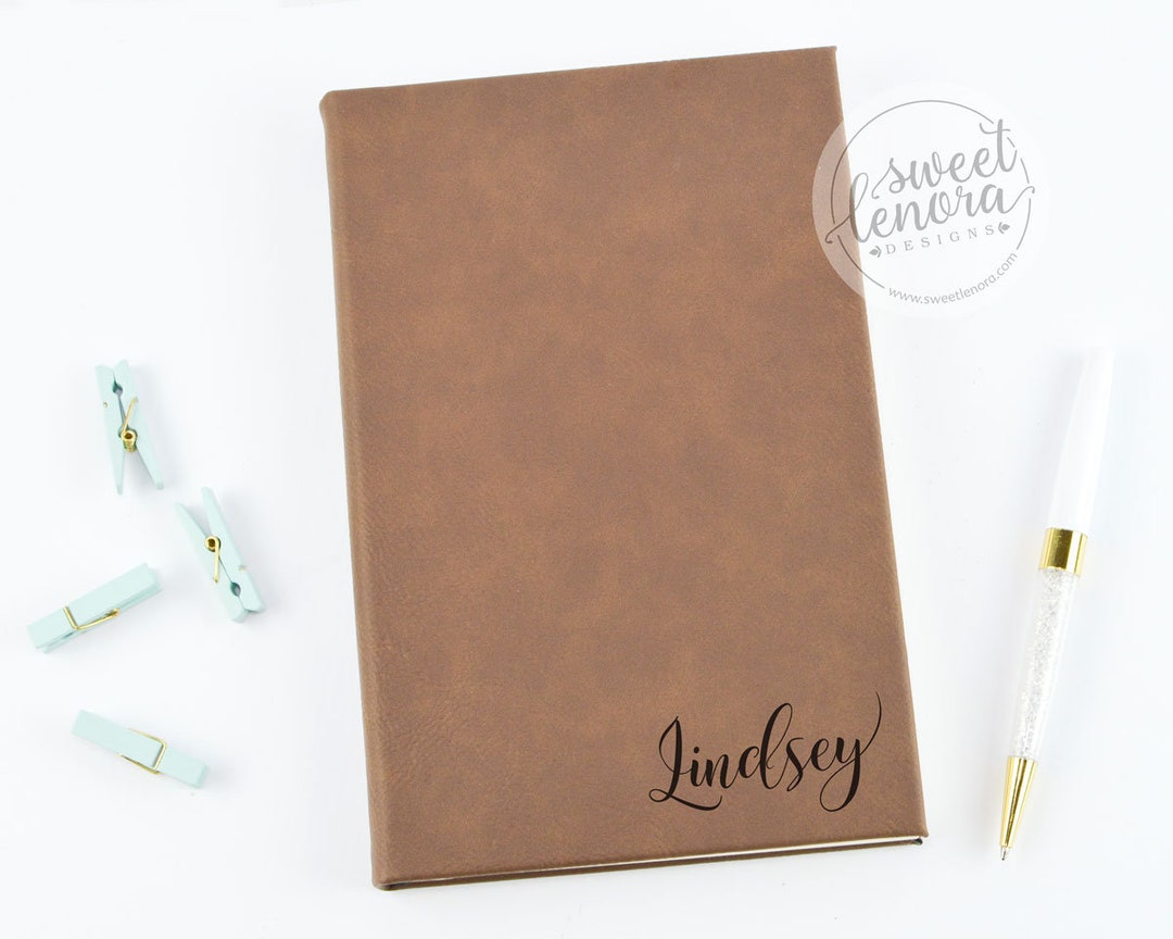 Personalized Engraved Leather Journal Traditional Script Etsy
