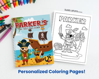 Personalized Pirate Coloring Book, Custom Name Activity Book, Toddler Fun Pages