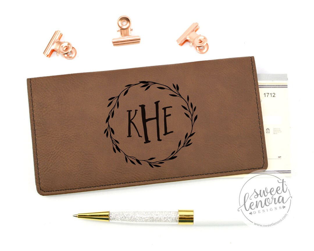 Monogrammed Checkbook Cover Gift for Women Personalized Leather