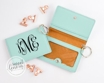 Monogrammed Keychain Wallet ID Holder | Gift for Woman | Personalized  | Wife | Finance Register | Custom Monogram