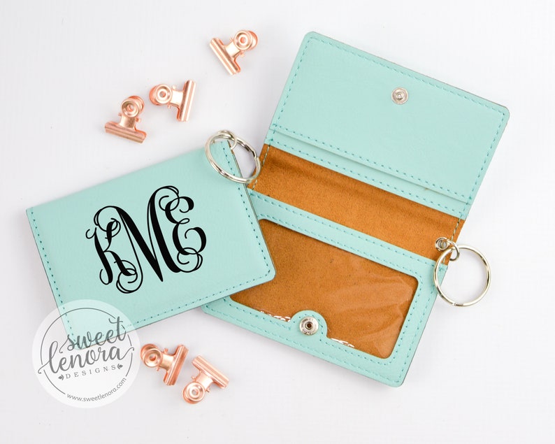 Monogrammed Keychain Wallet ID Holder | Gift for Woman | Personalized  | Wife | Finance Register | Custom Monogram 