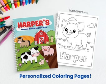 Personalized Farm Animals Coloring Book, Custom Name Activity Book, Toddler Gift