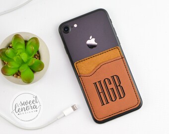 Cell Phone Card Holder | Personalized Cell Phone Wallet ID Holder | Credit Card Holder | Custom Monogram | Stick On Card Holder