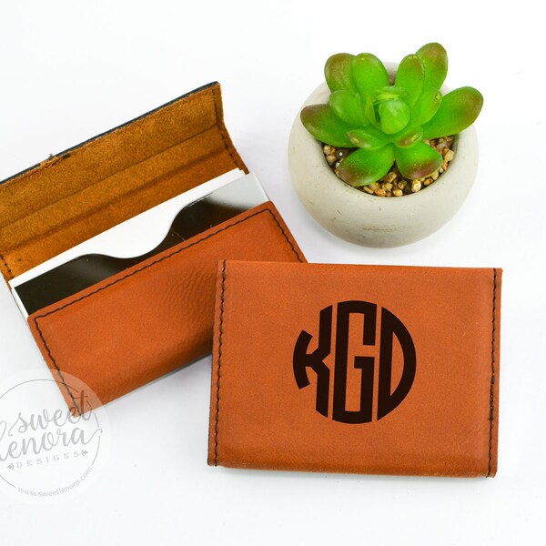 Personalized Business Card Holder | Vegan Leather | Custom Engraved Gift | Boss Card Case Corporate Gift | Father's Day | Graduate