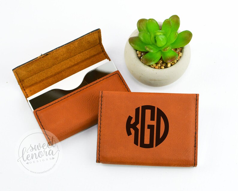 Personalized Business Card Holder Vegan Leather Custom Etsy