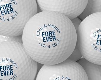 Fore Ever Custom Golf Ball Wedding Favor, Fore-Ever, Personalized Golf Balls Bulk Pricing 50 100 200 250 300 - Design 89