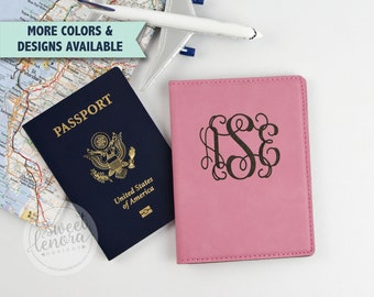 Monogrammed Passport Cover | Personalized Couple Passport Holder | Custom | Engraved Passport Wallet | Case | Gift for Her