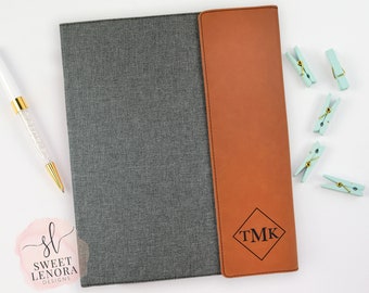Custom Engraved Portfolio Padfolio | Canvas Leatherette Journal, Monogram Gift