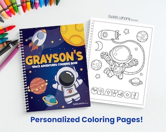 Personalized Space Coloring Book for Kids, Custom Name Activity Book