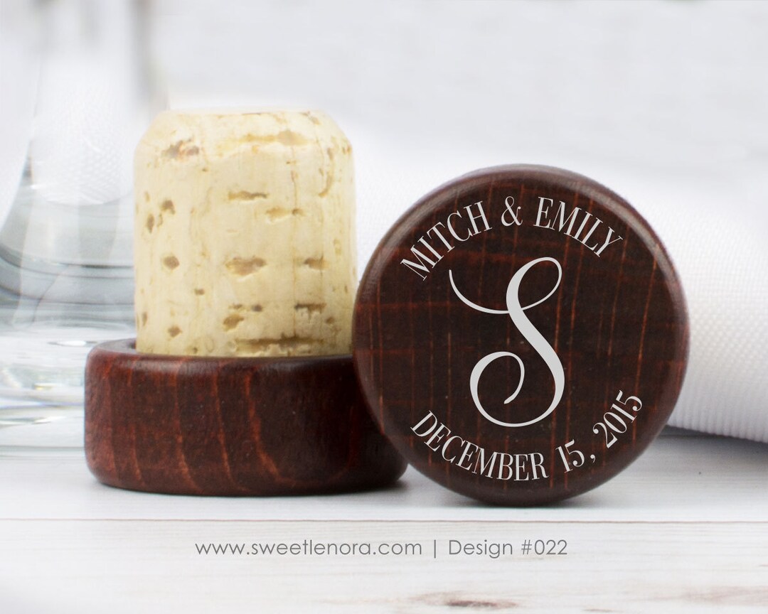 Personalized Wine Stopper Monogram Name Date Custom Wine Stopper Wood
