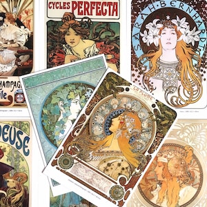 30 Stück Alphonse Maria Mucha Postkarten Mucha Jugendstil Kunstwerke Vintage Kunstpapier Druck berühmte Ölgemälde Kunstgalerie Kunstgeschenk
