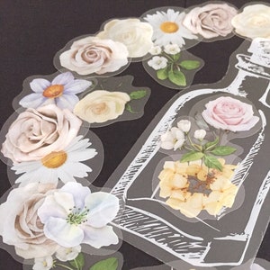 weiße Blume in Glasflasche Sticker weiße Rose Gänseblümchen Hochzeit Blume Glas 2D Blume Wunschflasche DIY Handyhülle gepresst Kunst Handwerk Geschenk