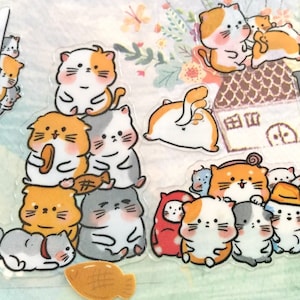 linda pegatina de mascota dibujos animados personajes de animales pegatina kawaii fat pet divertido dibujos animados hámster gato jerbo conejillo de indias diy craft card cat lover regalo