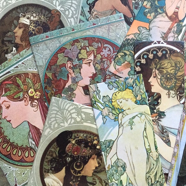 20 Alphonse Maria Mucha artworks stickers Mucha art nouveau classic Canvas Art Print famous fine art mini sticker masterpiece gallery gift