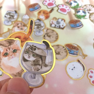 40 schattige kat sticker kat wijnglas kat kat thema kattenvoer kattenpoot wit poesje kat schattig cartoon kat slaperig kat deco sticker cadeau