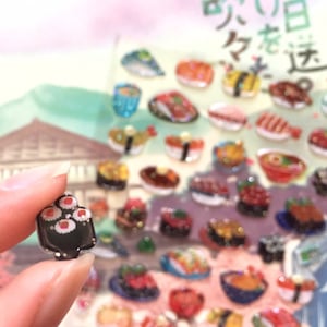 sushi sticker mini Sashimi Japanese sushi collection sushi roll cute Japan food cartoon food epoxy label DIY sushi themed craft toy gift