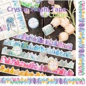 kleurrijke ruwe kristal sticker tape ruwe edelsteen kristal steen roze wit paars healing kristal patroon cadeau kristal thema washi tape decor
