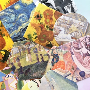 古典的な有名な油絵のステッカー彼は最高の美術絵画のコレクションゴッホピカソモネミニプリント傑作星空の光
