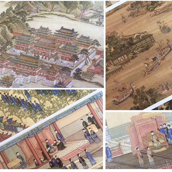 30 ancien empereur de chine carte postale dynastie Qing ancien palais royal chinois paysage ancien bâtiment asiatique dessin peinture papier cadeau