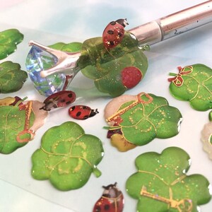 trifoglio coccinella adesivo quadrifoglio coccinella trifoglio fede speranza amore fortuna segno adesivo epossidico trifoglio verde arredamento regalo fai da te