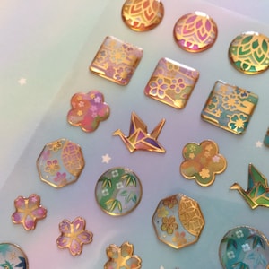 Japan Thema Epoxy Aufkleber Japanisch traditionell Muster Sakura Japan Origami Kranich Japan Kultur Deko DIY einfach Accessoires Handwerk Geschenk