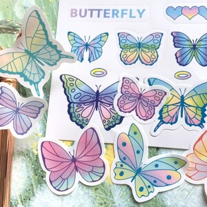 set of 4 butterfly sticker butterfly theme colorful Dancing butterfly label paper sticker rare butterfly decor pretty butterfly collection