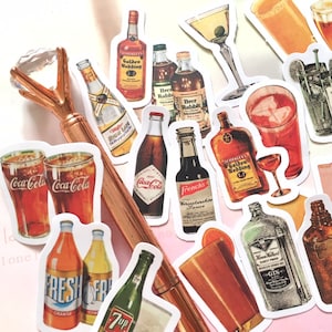 38 bebidas retro café adesivo vintage café gelo bebida coquetel amante de café cozinha receitas ícone rótulocozinhar bebida planejador adesivo