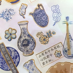 Blauw en wit Fijn porselein vaas servies epoxy sticker vintage handgeschilderde bloemenvaas mini premium porselein oosterse antieke kunst cadeau