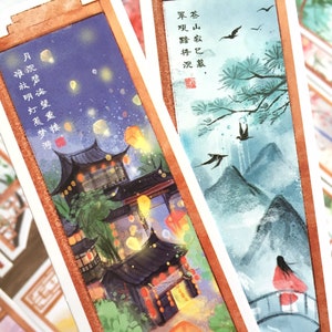 30 tarjetas de papel para pintar en chino, mini pantallas de madera, tradición, acuarela, paisaje de montaña, flores, plantas, arte vintage, arte antiguo, papel de regalo