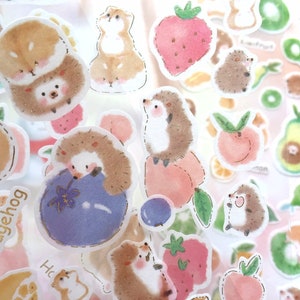 adesivo hamster ouriço fofo animal de estimação bebê ouriço pequeno hamster fruta temática kiwi mirtilo morango decoração planejador adesivo presente