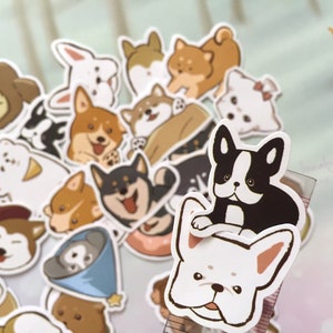 40 adesivi per cani da compagnia, cartone animato cane Akita, cane Bulldog francese, piccolo cucciolo bianco, emoji per cani, testa di cane, faccia di cane, adesivo per pianificatore di cani, regalo