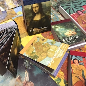 50 capolavori dipinti adesivi libro mini collezione classica miniatura arte pittura van Gogh Monet picasso belle arti progetto carta regalo