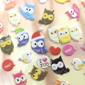 40 pièces 3D gonflés hibou autocollants bleu carte cadeau de Noël OOAK carte spéciale déco ipad ordinateur portable album carnet de notes