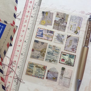 Mini tamaño Retro vintage sobre Europa carta antigua postal patrón antiguo tarjeta de mensaje diy correo especial diario planificador diario pegatina