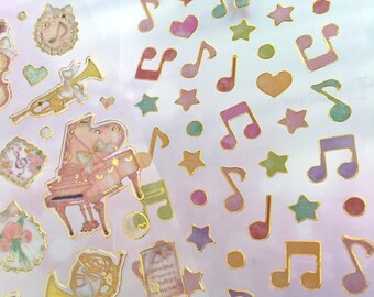 music melody sticker music theme grand piano Violin cello Instrument icon sticker music notes musical classic music party decor sticker gift