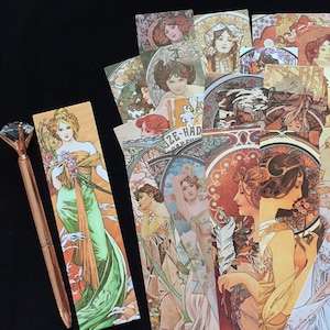 30 Alphonse Mucha papel cartão papel marcador papel presente Mucha coleção de arte Decalques nouveau Art Print belas artes cartão postal diy arte diário presente