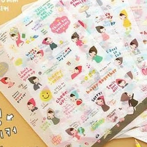 6 süße Mädchen Sticker Märchen Rote Mütze Mädchen Sticker Set Geschenk Mädchen Tagebuch Sticker Scrapbooking Geschenk