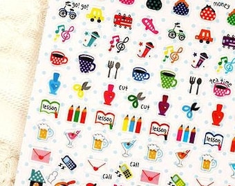 Happy daily life sticker shopping dinning eating everyday diary planner filofax sticker personal planner monthly weekly schedule mini label