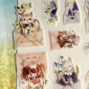 dieren envelop sticker schattige dieren brief mooie bos dieren zegel sticker kat hert eekhoorn beer vogel sprookje wereld dierenthema