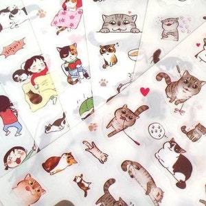 Etichetta gatto Cartoon fiore kawaii adesivo gatto insieme, gattino figa gatto persiano buffo Anime adesivo gatto planner
