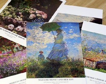 Claude Monet postcard 30 classic collection Canvas Art Print Monet Vintage art oil paintings postcard famous fine art masterpiece gallery