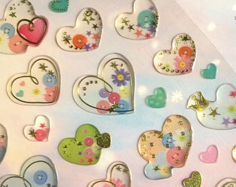 sweet heart epoxy sticker colorful heart button heart little heart flowers heart shape fancy heart pattern transparency heart sticker decor