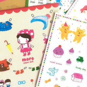 6 sheets cute cartoon girl sticker little red hat girl cute diary planner sticker daily life icon food weather sticker little girl gift