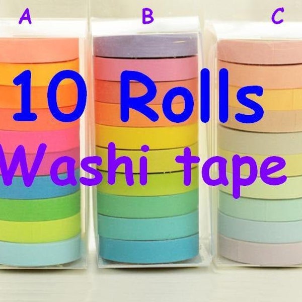 10 rolls Washi Tape set Rainbow color Masking Tape colorful mini washi tapes sticker trim lace border ribbon deco mail message board photo