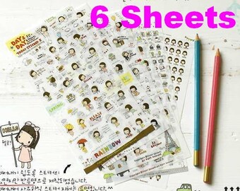Cute girl Day & Day Today sticker Pony Brown rainbow My little girl red hat deco special card iphone case computer laptop note book gift