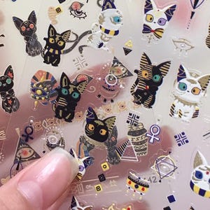 Ancient Egypt cat Stickers mini ancient cartoon Egypt Pharaohs Egyptian Gods Mythology Eye of Horus Egypt Nail Art Decal icon label sticker