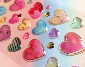 sweet heart Sticker lovely heart colorful heart Epoxy sticker fancy heart pattern heart shape sticker scrapbook gift