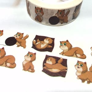 lovely cat washi tape 5M cartoon cat fat cat kawaii pet cat brown cat sleepy cat Little kitten pussy cat decor deco masking sticker tape