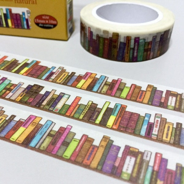 bookshelf washi tape 10M colorful book encyclopedia book case library masking tape sticker study planner sticker tape student label gift